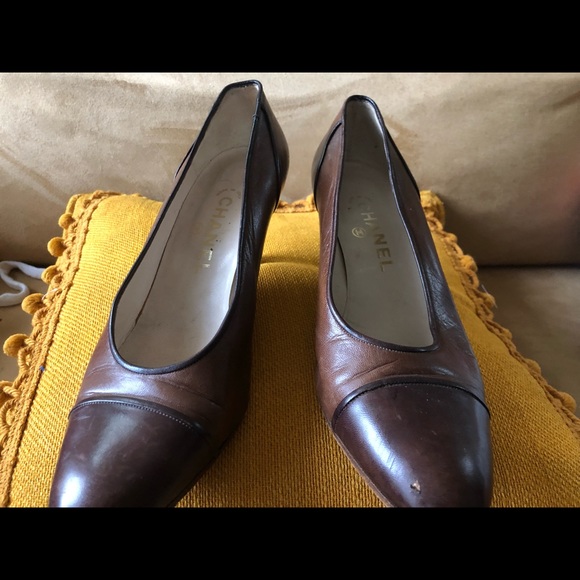 brown chanel vintage pumps size 9 - Picture 3 of 5